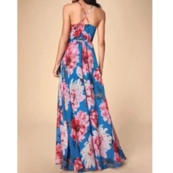 Lulu's Always There For Me Floral Print Wrap Maxi Dress Fairycore Feminine - Picture 2 of 16
